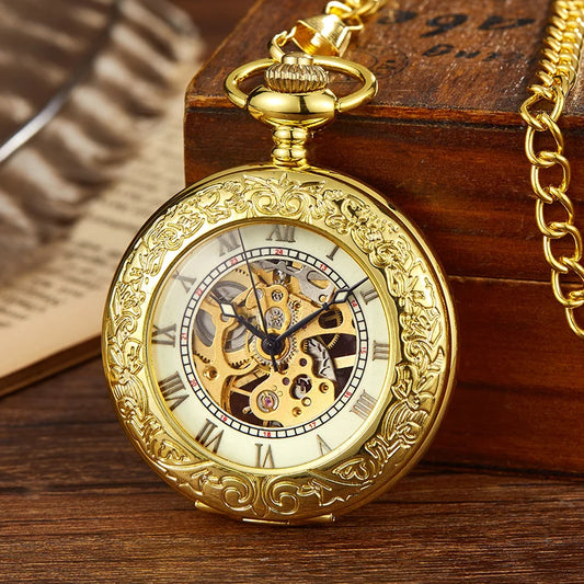 Suytable Vintage Mechanical  Skeleton Pocket Dress Watch