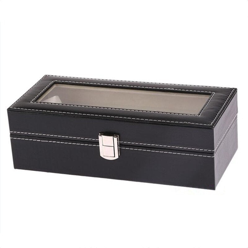 New Black PU Leather Unisex Storage Watch Box