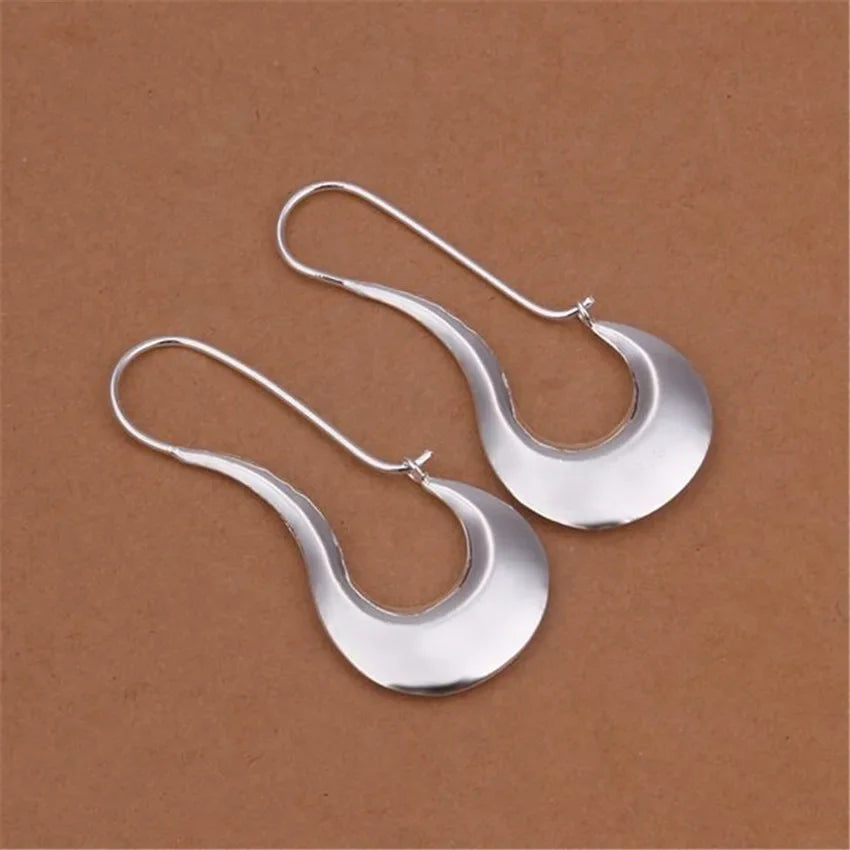 Beautiful Sterling Silver Drop Hoop Earrings