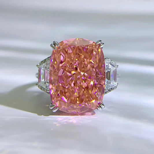 Padparadscha Pink 5.16 Ct Lab Grown Diamond Ring