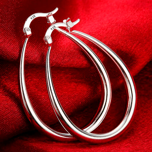 Sterling Silver Smooth Circle Big Hoop Earrings