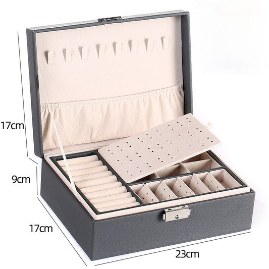 Double Layer Leather Jewelry Box