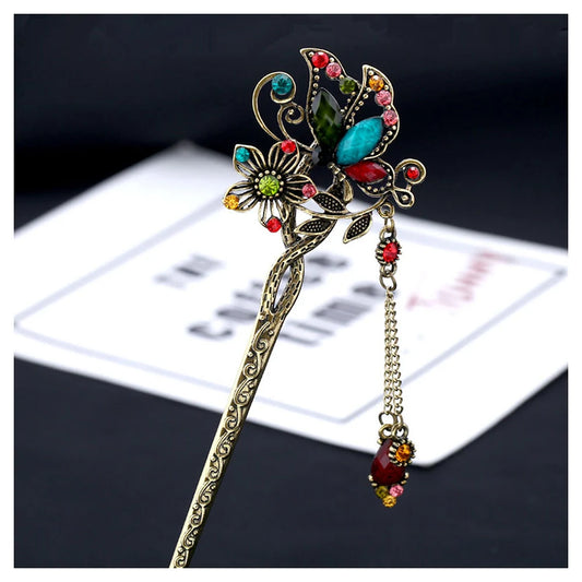 Suytable Luxury Butterfly Chopsticks Tassel Hairpin