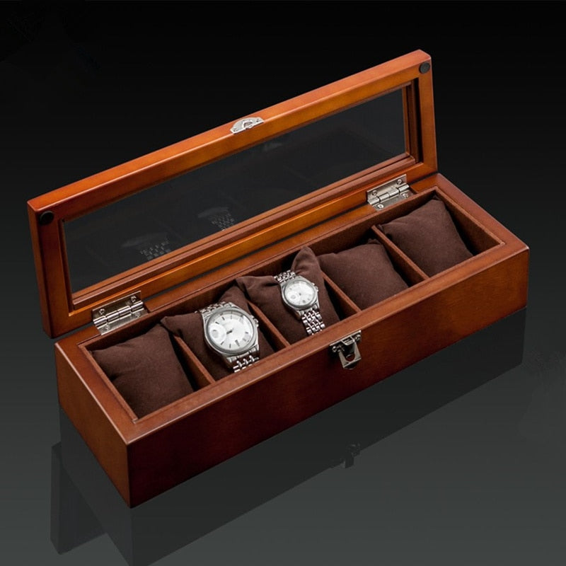 3 or 5 Slots Luxury Wood Men's Watch Box Organizer