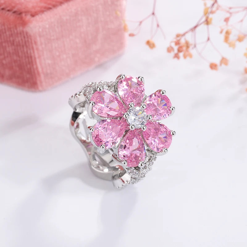 Sterling Silver Pink Lab Gemstone Ring