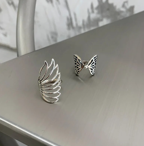 s925 Rings With Hollow Butterfly Wings