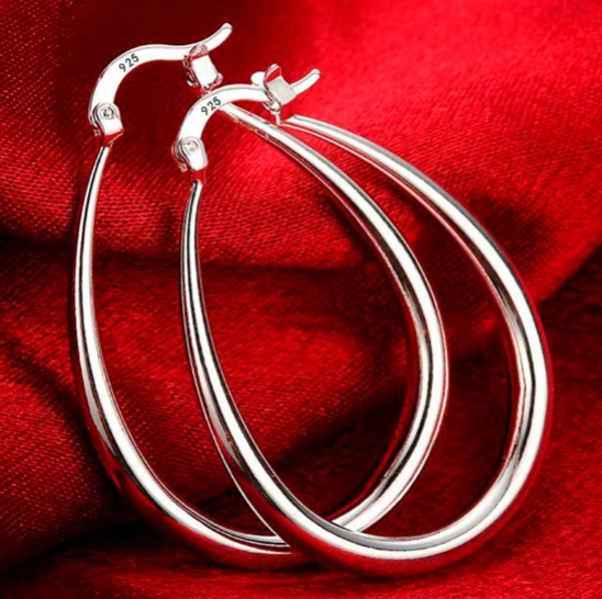 Suytable's Sterling Silver Smooth Circle Big Hoop Earrings