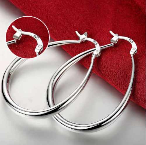 Suytable's Sterling Silver Smooth Circle Big Hoop Earrings