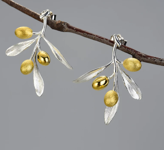 Olive Leaves Branch With Fruits Jewelry Set