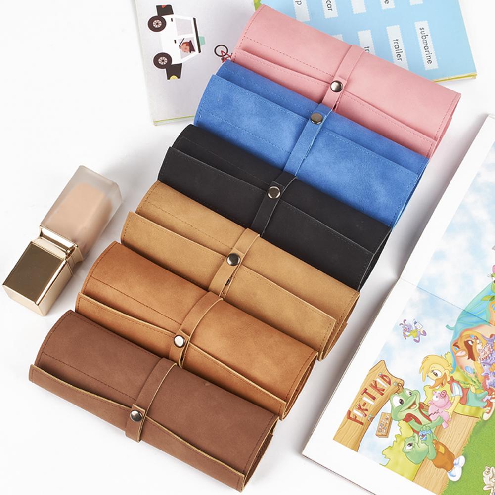 Leather Snap Button Roll-Up Watch Strap Storage Pouch