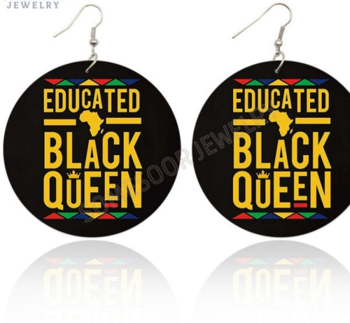 Black Sayings Design Earrings