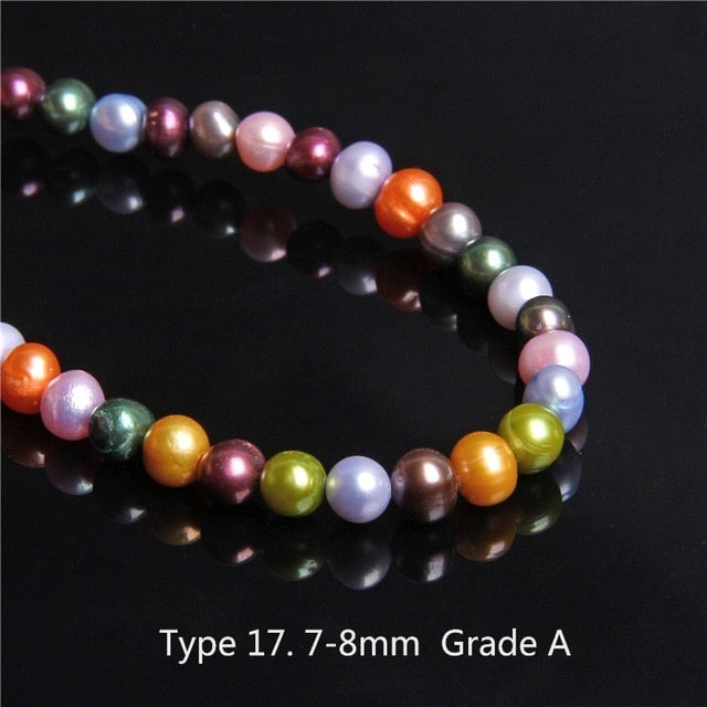 No Metal  Multi-Color Single Strand Freshwater Pearl Necklace