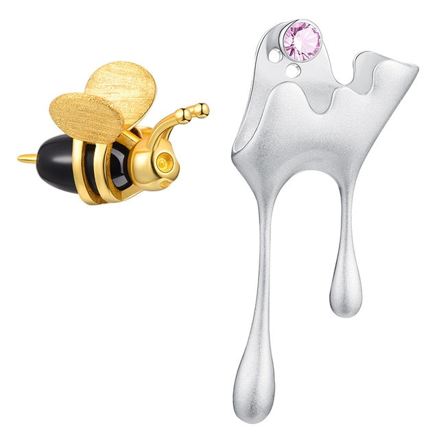 Sterling Silver Bee  & Dripping Honey Stud Earrings