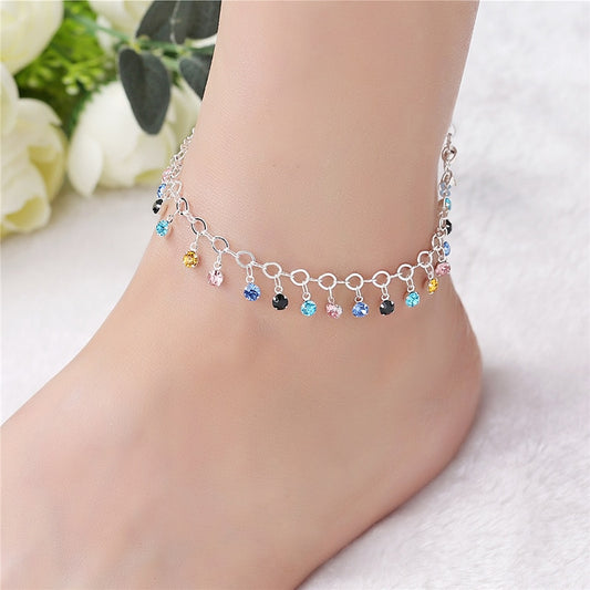 Multicolor Crystal Anklet Chain