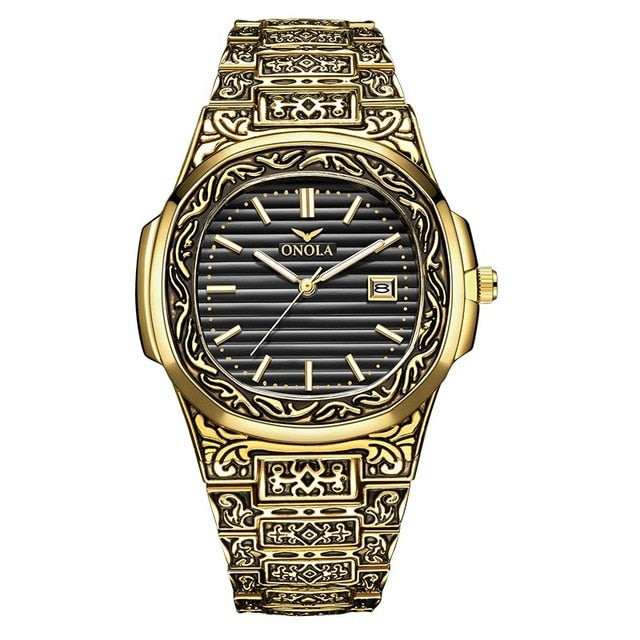 Golden Retro Men's Dress Watch