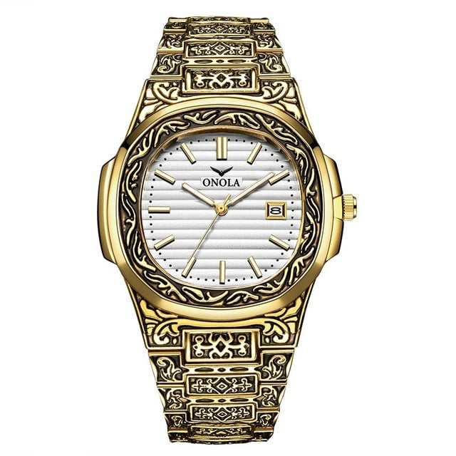 Golden Retro Men's Dress Watch