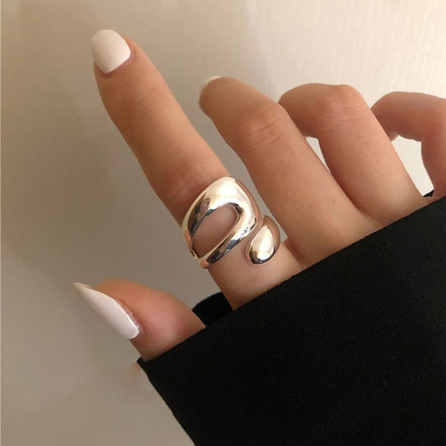 Creative Sterling Silver Hollow & Geometric Rings