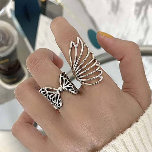 s925 Rings With Hollow Butterfly Wings