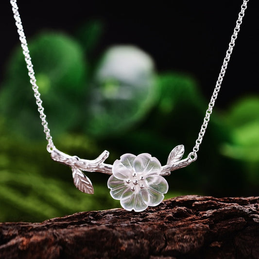 s925 Flower in the Rain Pendant Necklace