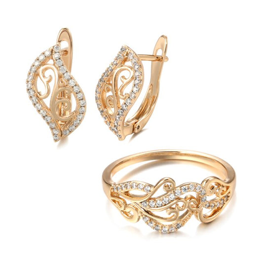 Elegant 585 Rose Gold Wedding and Earring Set
