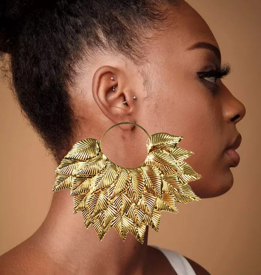 Trendy Gold Large Hoop Drop Earrings