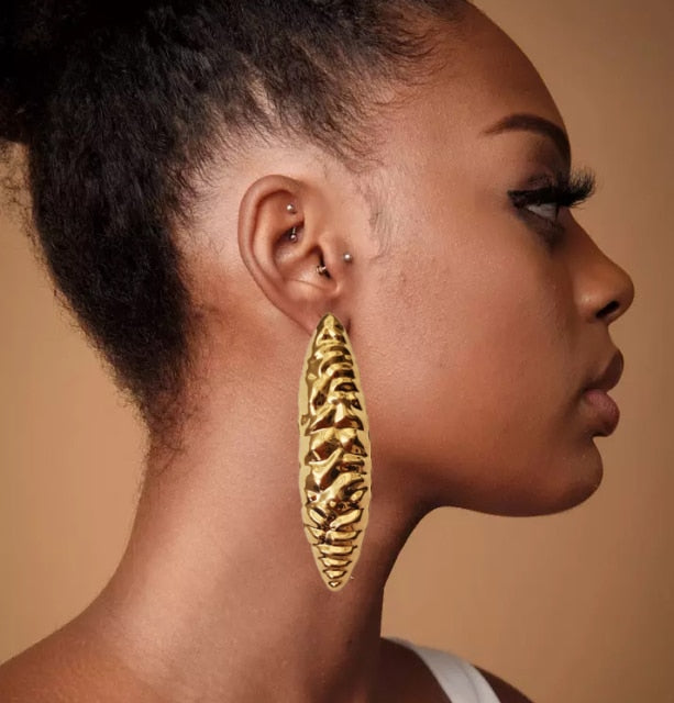 Trendy Gold Large Hoop Drop Earrings